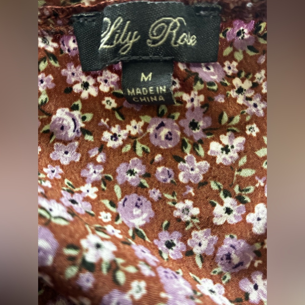 Lily Rose Brown Floral Tiered Long-Sleeve Dress - Picture 3 of 3